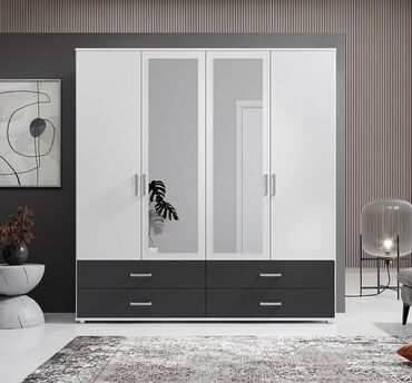 Sifarişlə dolablar: Düz dolab, Yataq otağı üçün, Paltar üçün, Açılan, Korpuslu, 4 qapılı — 18