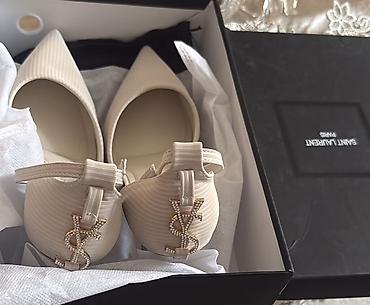 Tuflilər: Ysl təzə ayaqqabidir Saint Laurent Paris brendinin qəhvəyi rəngli, ucu — 1