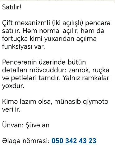 plastik qaplar: Plastik (PVC) pəncərə dəsti - Rəng: ağ - Çərçivə materialı: PVC - — 5