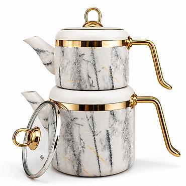 samovar çayı: Məhsul №: 2851 Məhsulun adı: Çaydan dəsti Ozlife Qranit Ağ 1500/2250 — 1