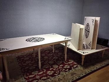 Национальные кыргызские столы: "Буктолмо кыргыз стол". Баалары: 1м×1м = 3500с 1.5м×1м=4000с — 10