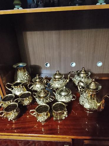 bit bazari samovar: Çay dəsti, rəng - Qızılı, Keramika, 5 nəfərlik, SSRİ — 1