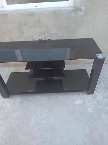 divan ustu: Qara şüşə TV stendi və konsol - Material: qalın temperli qara şüşə və — 6