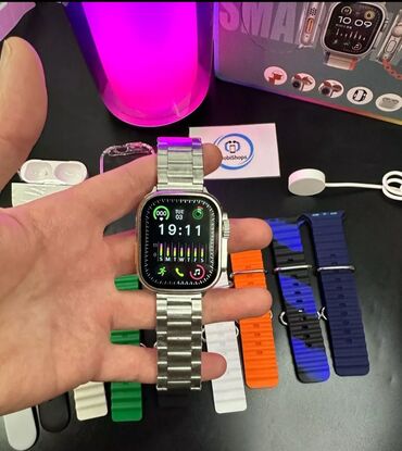 gumus destler ve qiymetleri: Новый, Смарт часы, Apple, Сенсорный экран, цвет - Серебристый