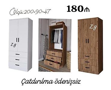 dəsmallar: Geyim şkafı – ölçü: 200×90×47 sm - Rəng variantları: ağ və ağac — 1