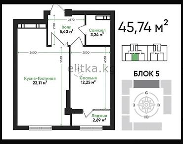 artwin: 2 комнаты, 45 м², Элитка, 9 этаж, Дизайнерский ремонт — 2