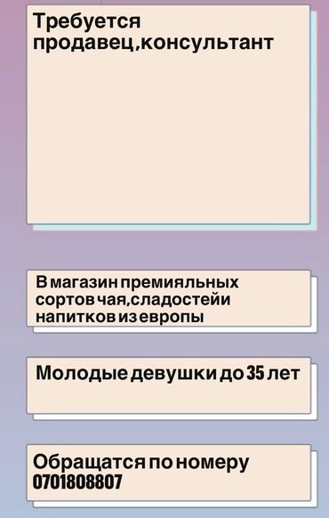 работа в бишкеке продавец: Сатуучу консультант