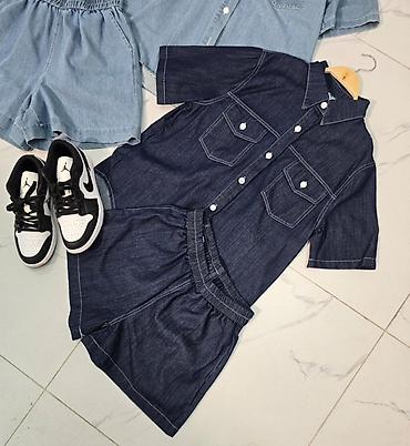 Костюмы с шортами: Джинсовый комплект: рубашка с коротким рукавом + шорты 😍😍😍 стильная — 13