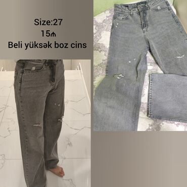 cins pencekler instagram: Beli yüksək boz cins şalvar - Ölçü: 27 - Rəng: boz (yuyulmuş effekt) -