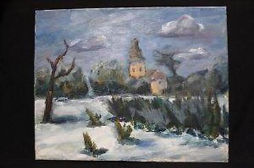 za kucu: SLIKA PEJZAŽ ZIMA, IMPRESIONIZAM, ULJE NA PLATNU, 40 X 50 | Slika sa — 6