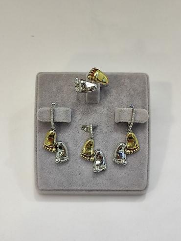 Серебряные наборы украшений: Серебряный комплект "Ножки" Дизайн Италия Серебро напыление жёлтое — 3