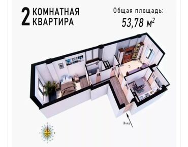 Продажа квартир: 2 комнаты, 54 м², Элитка, 9 этаж, Евроремонт