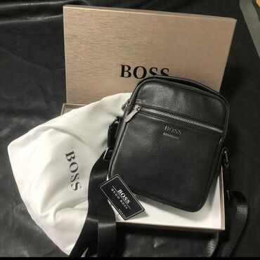 сумки аниме: Мужская сумка через плечо BOSS (HUGO BOSS) - Материал: натуральная