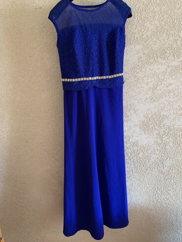 синяя вечерняя платья: Вечернее платье, Длинная модель, Без рукавов, S (EU 36)