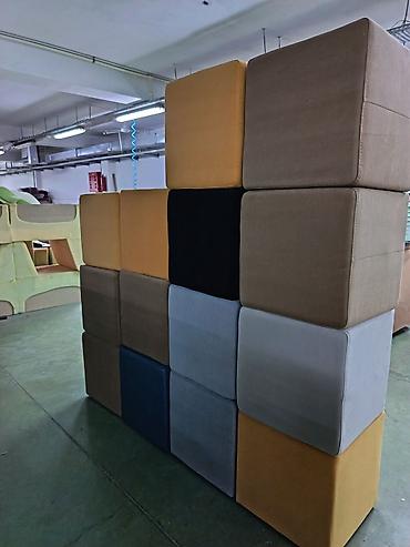 divan pufik: Rəngbərəng yumşaq kub puflar - Forma: kvadrat/kub - Tətbiq: qonaq — 1