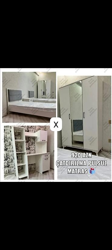 Yataq otağı dəsti – ağ rəngdə modern dizayn Dəst tərkibi: - İki
