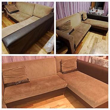 2 divan: Künc divan, İşlənmiş, Açılan, Bazalı, Vеlur parça, Çatdırılma yoxdur — 1