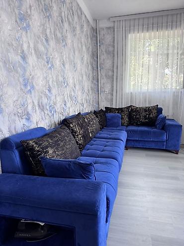Divan və kreslo dəstləri: Mavi məxməri künc divan dəsti - Rəng: parlaq kobalt-mavi - Material — 3