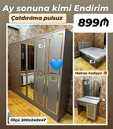 İkinəfərlik çarpayı, Dolab, Komod, 2 tumba, Yeni