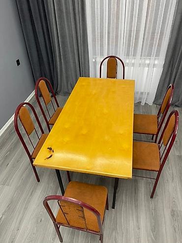 Mebel: Mətbəx üçün, İşlənmiş, Açılmayan, Dördbucaq masa, 6 stul — 2