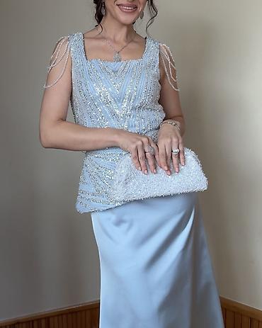 Ziyafət və xüsusi günlər üçün eleqant uzun don. Model iki hissəli