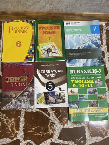 Kitablar, jurnallar, CD, DVD: Rus dili 6-7 sinif ikisi bir yerde 5 azn Biologiya 7, 3 azn Az tarix