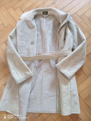 Ženski kaput od prirodne kože/ovčje kože (shearling), svetlobež boje