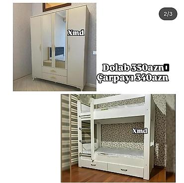 gəncə divan: Mebel dəsti – şkaf və iki mərtəbəli çarpayı - Şkaf: 3 qapılı model — 1