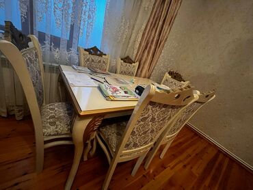 купить круглый стеклянный стол на кухню: Для гостиной, Б/у, Раскладной, Прямоугольный стол, 6 стульев