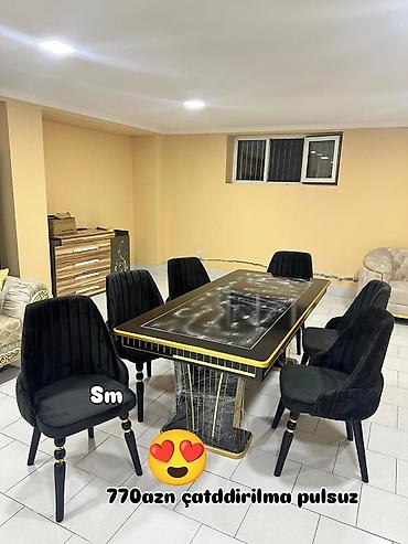 stol desdi: Qonaq otağı üçün, Yeni, Dördbucaq masa, 6 stul — 1