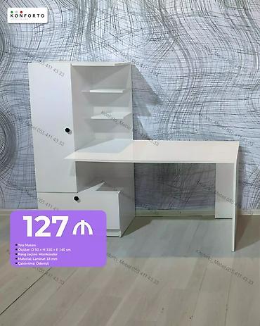 Mebel: Düz masa, Stulsuz, Polkalı, Siyirməli, Sadə laminat — 1