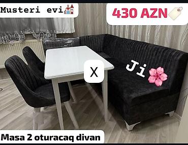mexmer: Mətbəx/artan oturma dəsti: - Düzbucaqlı, ağ rəngli yemək masası – — 1