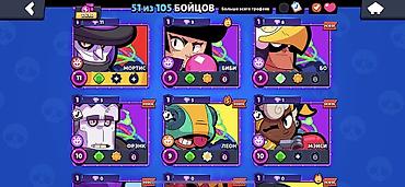 game market: Игровой аккаунт Brawl Stars - Прогресс: 51 из 105 бойцов, ранг — 6