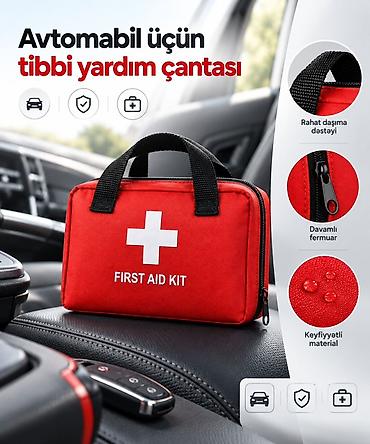 Avtomobil üçün tibbi yardım çantası - Kompakt ölçülü, qırmızı rəngli