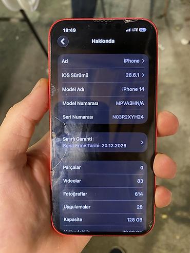 12 mini iphone: IPhone 14, 128 GB, Qırmızı, Face ID — 2