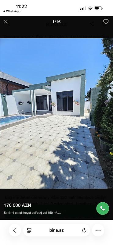 аренда дач в баку: Бузовна, 200 м², 4 комнаты, С бассейном, Артезианский колодец, Интернет, Телефон — 8