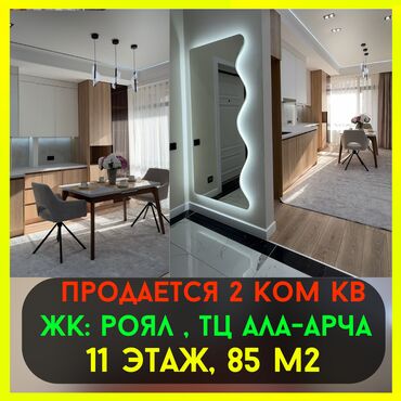 арендовать квартиру для офиса: 2 бөлмө, 85 кв. м, Элитка, 11 кабат, ПСО (өзү оңдоп түзөтүп бүтүү үчүн)