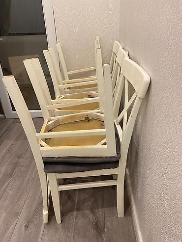 ofis stullari: Ağ rəngli yemək otağı stulları dəsti - Klassik kəsişən bel dayaq — 1