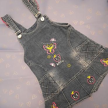 apple vacth: Uşaq üçün cins sarafan, 8-12 aylıq - Material: orta qalınlıqda denim — 3