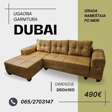 cirkular za trimer: Ugaona garnitura "Dubai" Krajnjih dimenzija 260x160 Dvosed se izvlaci