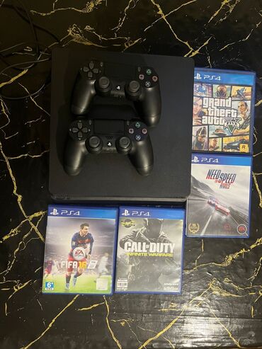 продать виниловые пластинки: PS4 slim 500Gb orjinal pult 4eded oyun diskleri. Unvan Lokbatan