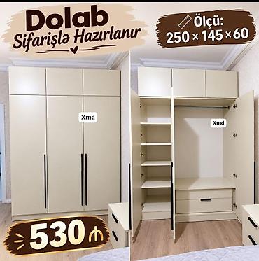 Düz dolab, Yataq otağı üçün, Paltar üçün, Açılan, Korpuslu, 3 qapılı