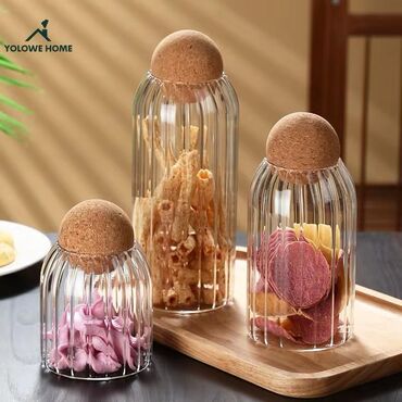 Digər qab-qacaq və mətbəx ləvazimatları: Ərzaq qabı 3-lü dest
material şüşe — 8