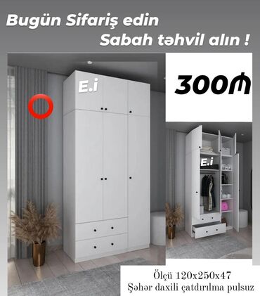 Çarpayılar: Yeni, Açılan, 3 qapılı Qarderob, paltar dolabı