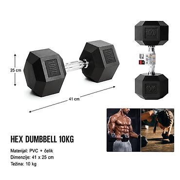 KMT 2008922 – HEX bučica 10 kg - Namena: Bučica za vežbe snage kod