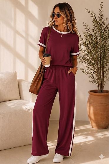 zimske baletanke: Damski komplet za svakodnevni stil – majica + široke pantalone — 5