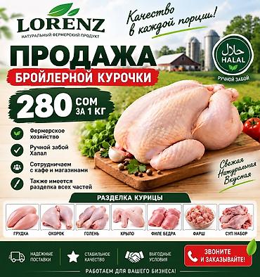 🐔 БРОЙЛЕРНАЯ КУРОЧКА — 280 СОМ Продаём свежую бройлерную курочку от