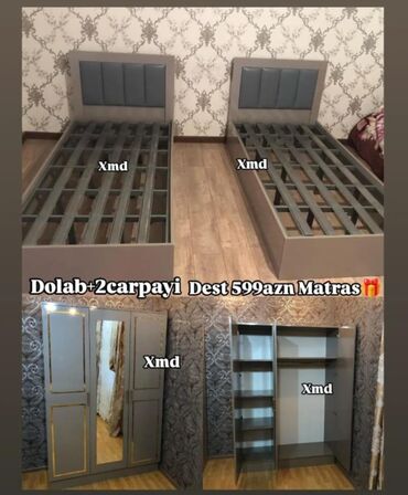 demir kravatlar: 2 təknəfərlik çarpayı, Dolab