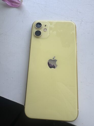 Apple iPhone: IPhone 11, Б/у, 128 ГБ, Желтый, Защитное стекло, Чехол, 78 %
