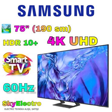 Televizorlar: Yeni Televizor Samsung Led 75" 4K (3840x2160), Ünvandan götürmə, Pulsuz çatdırılma, Ödənişli çatdırılma